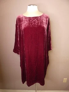 Camisa de vestir para mujer Eileen Fisher L de terciopelo rojo mezcla de seda rayón bolsillos ajustables - Imagen 1 de 10