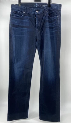 7 For All Mankind Jeans Mens 36 Dark Blue Standard Straight Stretch Whiskering - Image 1 of 4