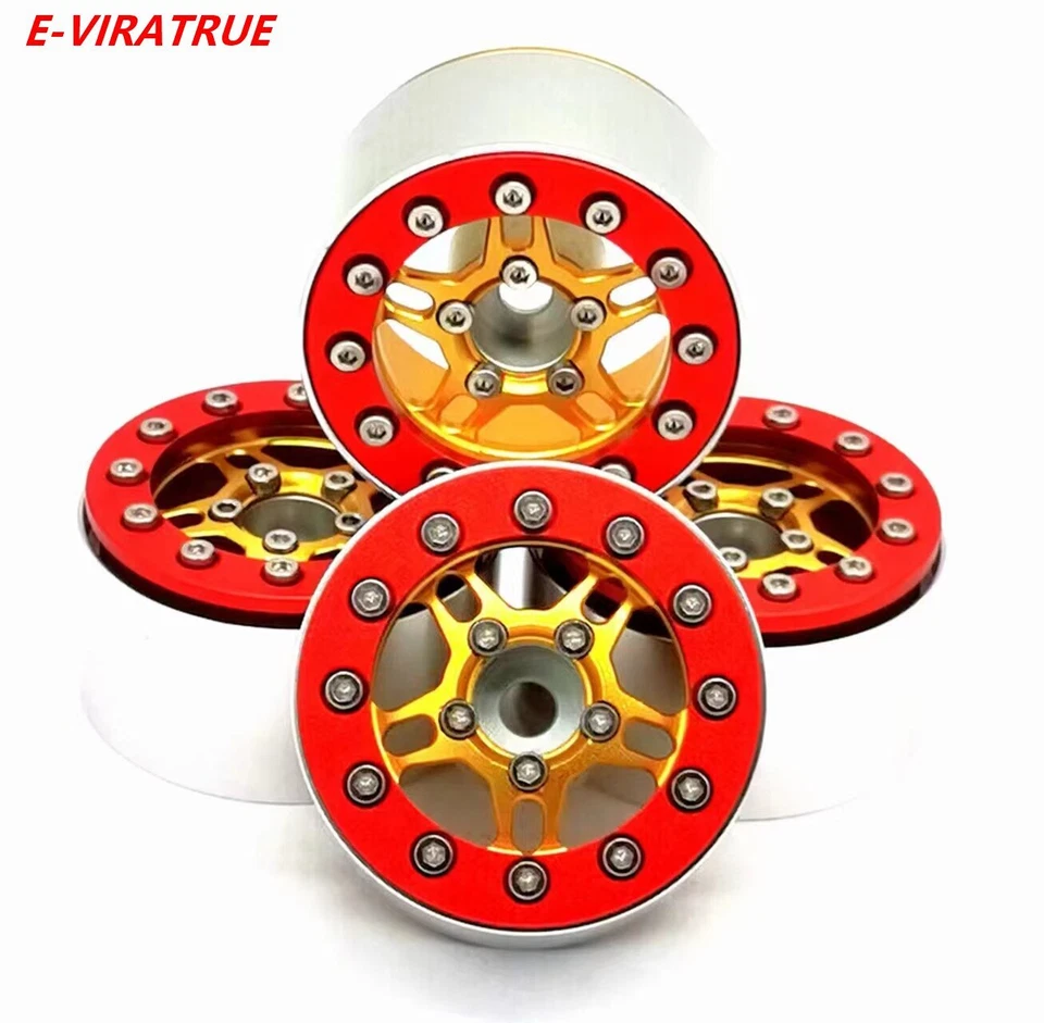 E-VIRATRUE 1.9''Aluminum Bead Lock Wheel For TRX4/TRX6/SCX10 Gold 4pcs - Image 1 of 1
