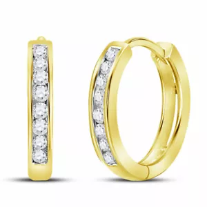 Pendientes redondos de aro de diamantes de oro amarillo de 10 quilates para mujer 1/4 cttw - Imagen 1 de 1