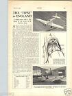 1936 PAPER AD Airplane The Tipsy Single Seat 98 MPH England Hillson Praga