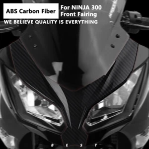 Carbon Fiber Front Nose Headlight Fairing Fit KAWASAKI NINJA 300 EX300 2013-2016 - Picture 1 of 7