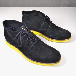 Cole Haan Herren Lunargrand Schwarz Wildleder Gelb Mond Sohle Chukka Stiefel Größe 10 - Bild 1 von 14