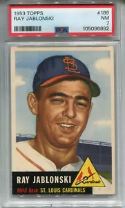 1953 Topps #189 Ray Jablonski PSA 7 NM St. Louis Cardinals - Foto 1 di 2