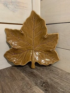 Williams Sonoma Marketplace Brown Maple Leaf 10" Plate Appetizer Candy Dish - Picture 1 of 4