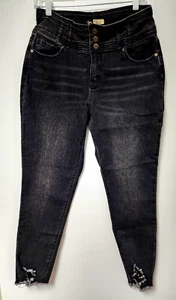 Suzanne Betro Black Denim Raw Hem  Crop Jeans Sz 12 - Picture 1 of 6