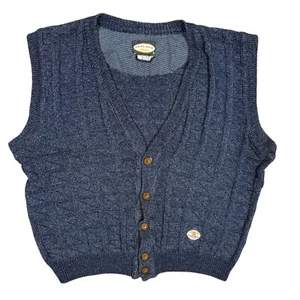 Vintage Sealark West Indigo Cotton Chunky Knit Cardigan Oversized XL - Picture 1 of 7