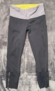 Lululemon Rebel Runner Crop Leggings Women's 6 Black Tight Tech Ankle Zip - Picture 1 of 9