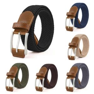 Stretchy Belt, Men Women Casual Belt for Jeans, Woven Belt Braided, Steel Buckle - Picture 1 of 14