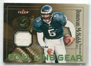 Fleer Authority 2001 Donovan McNabb Goal Line Gear GU SOMBRERO RELIQUIA ÁGUILAS - Imagen 1 de 1