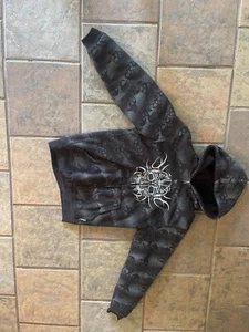 BOYS  SKULL JACKET SZ lARGE  SHERPA LINED BY SILVER POINT  BLACK & WHITE 2183 - Picture 1 of 2