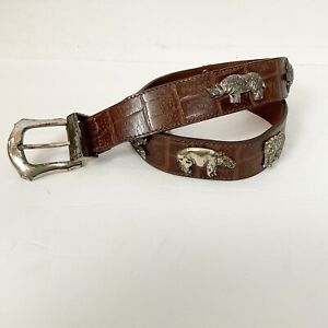 Vintage 1992 HONEST by Brighton Size 30 Brown Leather Belt-Endangered Animals
