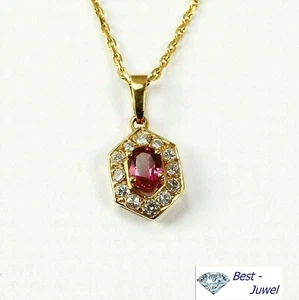 Maravillosa Colgante En 750 Oro Con 1 Rubí 0,56 Qt. Y Brillante 0,20 CT - Imagen 1 de 2