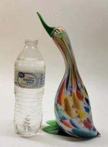 Kunst Glas große Entenskulptur mehrfarbig gesprenkelt Murano Italien Stil Design. - Bild 1 von 13