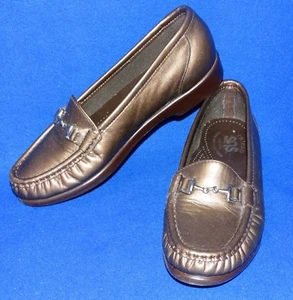 SAS SHOES 5 M WOMENS METRO LEATHER BRONZE SILVER BIT LOAFER SEE ALL PHOTOS - Picture 1 of 6