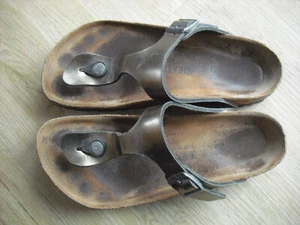 Birkenstock Gizeh 37 normal Softfootbed Leder Metallic Anthracite, getragen, nor - Bild 1 von 4