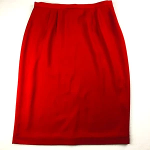 VTG Anne Klein II Womens Skirt Sz 10 Red Pleated High Waist Back Zip EUC - Picture 1 of 10