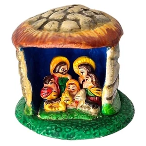 Handcrafted Ceramic Mini Nativity Scene Figurine Hand Painted Colorful Mini 2" - Picture 1 of 8