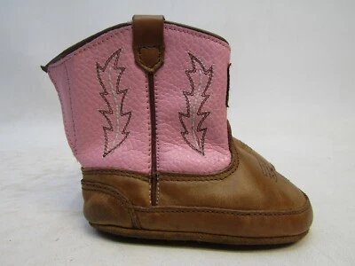 John Deere Infant Size 4 Brown Pink Leather Cowboy Western Boots - Image 1 of 4