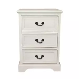 Antique White 3-Drawer Solid Wood Nightstand French Country Modern - Picture 1 of 2