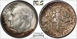 1951 Roosevelt Dime PCGS Graded MS66 Toned - Foto 1 di 1