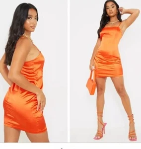 Missguided Satin Mini Dress Size 8P - Picture 1 of 3