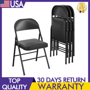 Folding Chair Heavy Duty Prevent Slipping Padded Seat Metal Back Steel Frame Hot - Picture 1 of 6