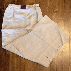 LANE BRYANT Pants Womens 26 Linen Blend Wide Leg Elastic Waist NWT Capri - Picture 1 of 3