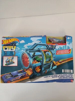 NEW MATTEL HOT WHEELS CITY TURBO JET CAR WASH STATION 2 PIECE SET 1 VEHICLE  - Image 1 of 4