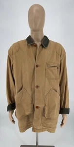 LL Bean Work Jacket Beige Corduroy Collar Mens Size XL - Picture 1 of 8