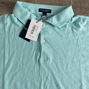 Peter Millar Crown Crafted Journeyman Short Sleeve Polo Shirt Green Frost XL 150 - Picture 1 of 13