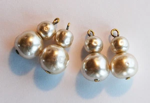 DE COLECCIÓN 4 CUENTAS COLGANTES BARROCAS DOBLES PERLAS DE IMITACIÓN • 20x12mm • VIDRIO JAPONÉS - Imagen 1 de 1
