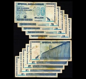 10 X 100 BILLION DOLLARS ZIMBABWE Special AGRO CHEQUE 2008 Authentic GENUINE COA - Picture 1 of 4