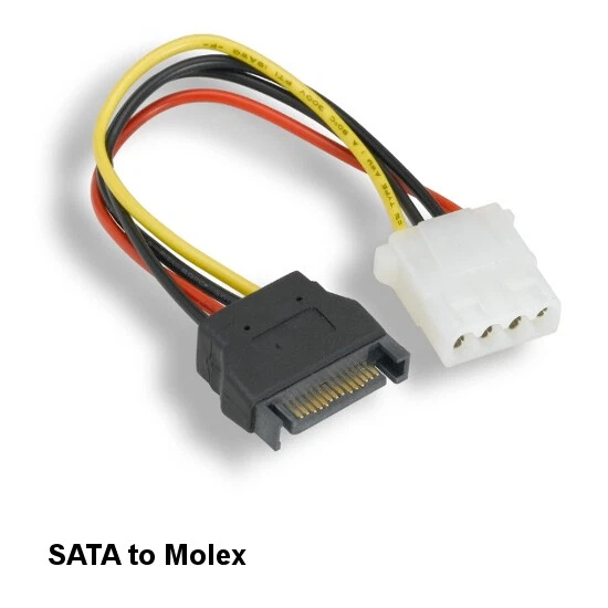 Kentek 7" PC Internal Power Cable SATA 15Pin Male to Molex LP4 4Pin Female PC - Image 1 of 1