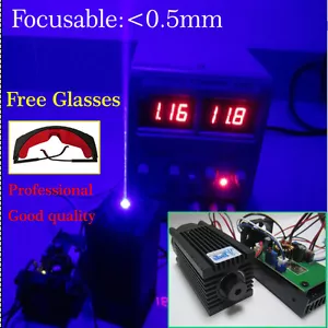 Fokussierbares Hochleistungs-Lasermodul 2W 450nm blau mit TTL 12V Eingang Holzschnitzerei - Bild 1 von 12