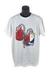 RARE Vintage Manny Pacquiao Boxing Gloves White T-shirt Size 2XL (Runs Small)