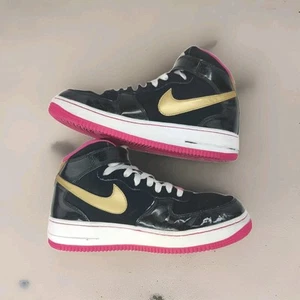 Nike Air Force 1 Mid Black Pink Sneaker Shoes 518218-001 Youth Size 7 Women 8 - Picture 1 of 13