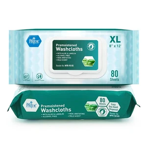 "Paquete de 80 paños prehumedecidos XL desechables MED ORGULLOS 8"" X 12"" - adulto" - Imagen 1 de 3