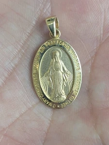 14K massive Gelbgold Jungfrau Maria Medaille, Milagrosa Miraculous Anhänger. - Bild 1 von 13