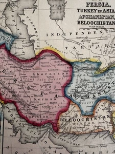 Persia Turkey in Asia Palestine Afghan 1860 Mitchell hand colored decorative map - Picture 1 of 8