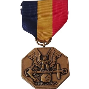 U.S. Navy / Marine Corps Medal For Heroism w/ Pinback, 1-1/4"D x 3"H Overall - Picture 1 of 6