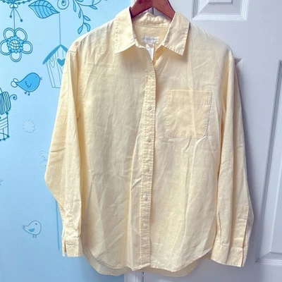 Jones New York Sport 100% Linen Light Yellow Men's Casual Buttons Down Shirt M ! - Image 1 of 4