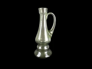 Mid Century Schwere Mundgeblasene Henkelvase Glas Vase - Grün - 21 cm - Bild 1 von 2