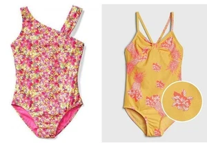 Nuevo Traje de Baño Gap Niños Niñas Tropical Rosa Floral Amarillo UPF 50+ 4 5 8 12 - Imagen 1 de 7