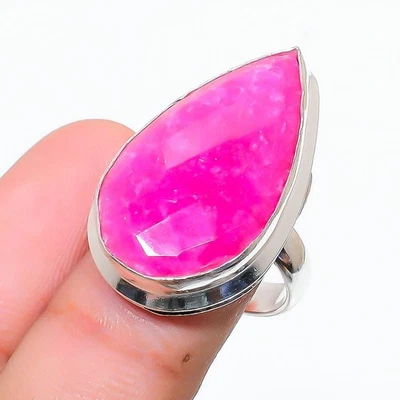Ruby(Simulated) Gemstone Handmade 925 Sterling Silver Ring Size 6.5 J566 - Image 1 of 2