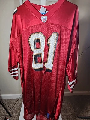 VTG Terrell Owens #81 San Francisco 49ers NFL Reebok Red Jersey Men's 2XL Flaws - Image 1 of 4