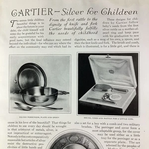 Cartier Silver Print Ad 1924 Original Rare Antique NYC Children Mother Goose - Picture 1 of 7