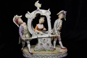 GLAUBT ROYAL DUX PORZELLAN FIGUR DAME AUF EINEM SADANISCHEN STUHL VON MÄNNERN GETRAGEN - Bild 1 von 15