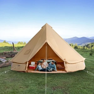 Canvas Bell Tent 5m/16.4ft 4-Season Camping Yurt Tent with Stove Jack - Picture 1 of 12