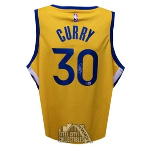 Stephen Curry Autographed Golden State Warriors Yellow Nike Swingman Jersey -BAS - Picture 1 of 1